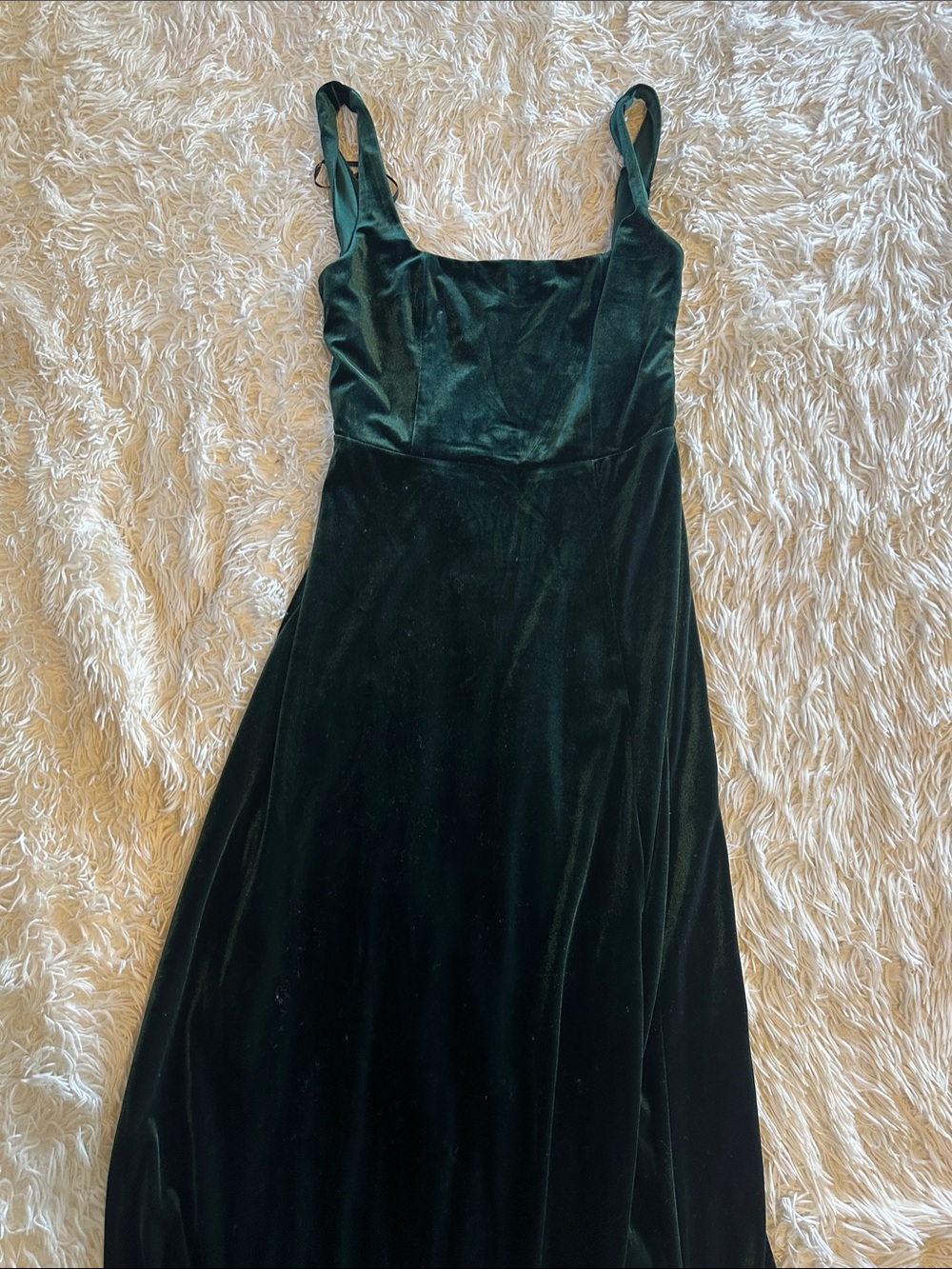 Women's Emerald Green Velvet A-Line Dress